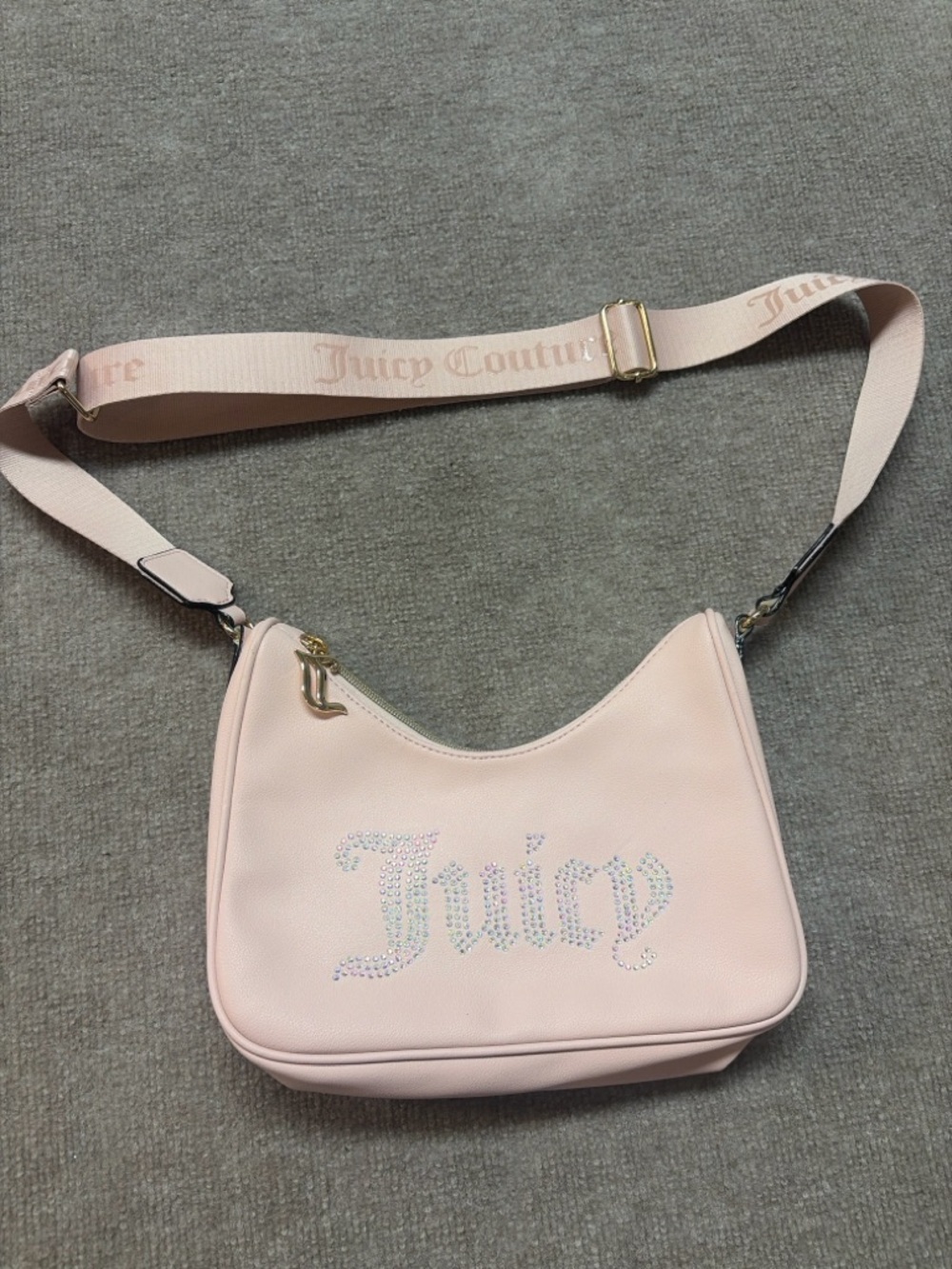 Juicy Couture Pink Rhinestone Shoulder Bag Y2K Bling Logo Crossbody NWOT